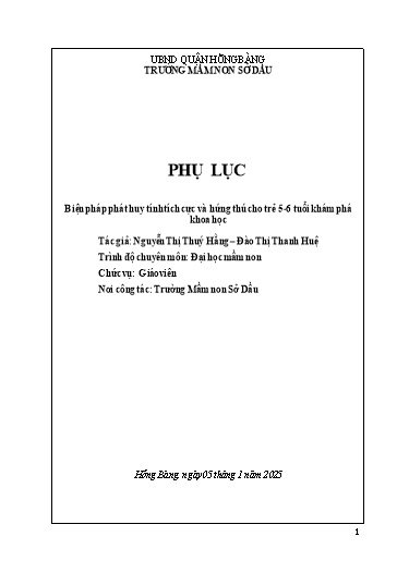 Biện pháp phát huy tính tích cực và hứng thú cho trẻ 5-6 tuổi khám phá khoa học