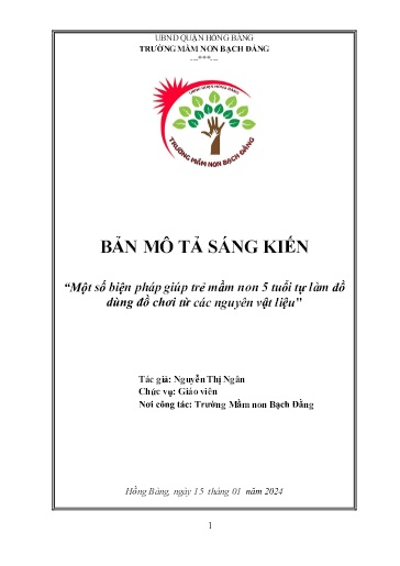 Một số biện pháp giúp trẻ mầm non 5 tuổi tự làm đồ dùng đồ chơi từ các nguyên vật liệu
