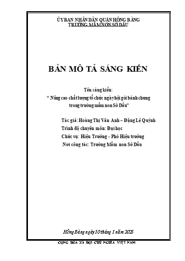 Nâng cao chất lượng tổ chức ngày hội gói bánh chưng trong trường mầm non Sở Dầu
